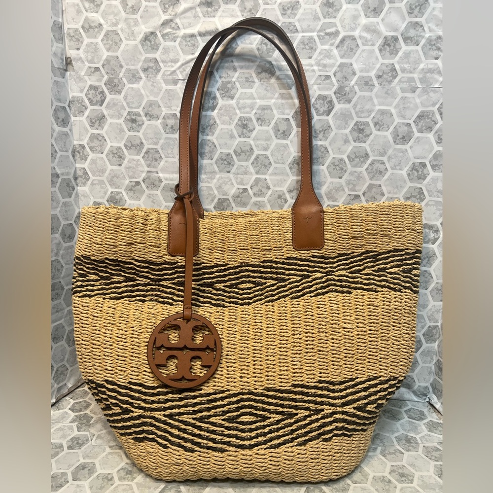 Tory Burch Miller stripe straw tote